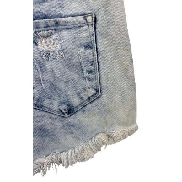 Rancan Womens Size XL Blue Denim Acid Washed Distressed Cut Off Jean Shorts - Picture 5 of 8